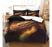 DAFUfbw Golden Drago Duvet Cover Non Impermeabile Huge Drago Set Copripiumino Aiuto Per Il Sonno Lussuoso Set Di Biancheria Da Letto Finezza Biancheria Da Letto Double(200x200cm)