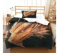 DAFUfbw Golden Drago Lussuoso Biancheria Da Letto Single(135x200cm), Huge Drago Set Copripiumino Con Federe Bedding Set Finezza Set Di Biancheria Da Letto Traspirante