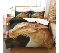 DAFUfbw Golden Drago Set Copripiumino Con Cerniera Nascosta, King(220x240cm) Biancheria Da Letto Huge Drago Federe Soft Microfiber Set Di Biancheria Da Letto