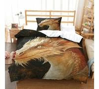 DAFUfbw Golden Drago Set Copripiumino Single(135x200cm), Traspirante Lavabile Huge Drago Biancheria Da Letto Varie Dimensioni Set Di Biancheria Da Letto