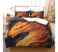 DAFUfbw Golden Drago Set Copripiumino Trapuntato Double(200x200cm) Con Chiusura A Cerniera, Microfibra Huge Drago Lavabile Biancheria Da Letto Adulti E Bambini