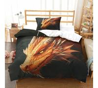 DAFUfbw Golden Drago Set Di Biancheria Da Letto, Aiuto Per Il Sonno Chinese Drago Biancheria Da Letto Single(135x200cm) Con Federe Set Copripiumino Calore