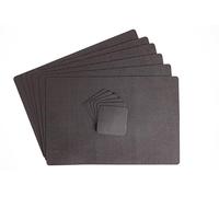 DAG STYLE Set 6 Tovagliette Americane Rettangolari + 6 Sottobicchieri, Linea Juta Light Cacao, 30 x 45 cm, PVC Antibatterico Effetto Juta, Antimacchia, Made in Italy