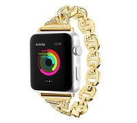 DaGeLon Bling Strass Gioielli Cinturino per Apple Watch 38mm 40mm Series 4 3 2 1, Lusso Donna Bracciale Cinghia Ricambio Sostituzione Acciaio Inossidabile Braccialetto per iWatch Sport Edition, Oro