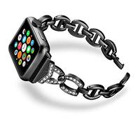 DaGeLon Cinturino per Apple Watch 38mm 40mm Series 4 Serie 3 2 1, Bling Strass Lusso Nobile Elegante Donna Bracciale Acciaio Inossidabile Cinghia Ricambio Sostituzione per iWatch Sport Edition, Nero