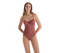 Dagi Brown Fashion Knitted Underwire Minimizer Imbottitura Removable Fixed Strap Swimsuit Costume da Bagno One Piece, Marrone, 42 Donna