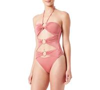 Dagi Dusty Rose Fashion Knitted Non-Wired Strapless Padding Removable Strap Monokini Costume da Bagno Intero, 42 da Donna