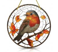 DAGLLGEW Acchiappasole per Windows 7.9 Ornamenti Robin in Acrilico 2D Realistici per finestre in Vetro colorato per Gli Appassionati di Uccelli da Giardino di casa