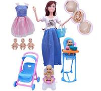 DAGLLGEW Bambola Incinta 11.8 Bambola Incinta con articolazioni mobili con Bambino nella Pancia per Giocattoli per Bambini Accessori per casa delle Bambole Giocattoli per Bambini Set per Famiglia