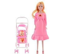 DAGLLGEW Bambola Incinta con Bambino nella Pancia, 12 Pollici, Giunto Mobile, Madre Incinta con Carrello per Bambini, Accessori per casa delle Bambole, Stile 2, Bambola, Giocattoli