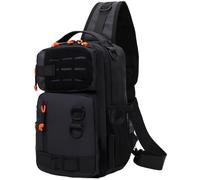 DAGLLGEW Borsa da Pesca a Tracolla in Tessuto Oxford con portacanna, Zaino da Pesca Leggero e Impermeabile con più Scomparti, Borsa da Piccola Nera con portacanna, Borse da