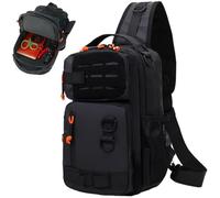 DAGLLGEW Borsa da Pesca a Tracolla in Tessuto Oxford con portacanna, Zaino da Pesca Leggero e Impermeabile con più Scomparti, Zaino da Nero con portacanna, Piccola Borsa da