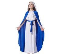 DAGLLGEW Costumi biblici per Bambini, Il Costume di Gesù Include Gonna con Mantello, Foulard Bianco e Cintura, Costume Religioso Natalizio per Natale Cosplay Costumi biblici per Donne Gesù Adulto
