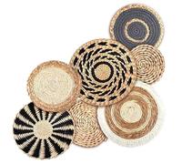 DAGLLGEW Decorazioni per pareti intrecciate rotonde 7 pezzi di fiore rattan decorazione boho naturale decorazione da muro intrecciata arte da parete boho mura