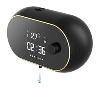 DAGLLGEW Dispenser di Sapone Automatico da Parete, Dispenser di Sapone Ricaricabile a Mani libere con Display LED e Orologio per Cucina e Bagno, di Automatico Nero da Parete