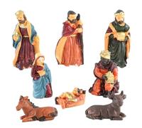 DAGLLGEW Figure del presepe 8 pezzi/set Presepe in resina con Gesù Bambino e animali Scena realistica Decorazioni natalizie Set natalizi per di decorazioni per la casa