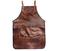 DAGLLGEW Grembiule in pelle con tasche e cinturini incrociati sulla schiena, grembiule da cuoco impermeabile per uomo, regolabile resistente al calore e alle macchie per cucina, barbecue,