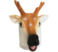 DAGLLGEW Maschera di cervo, divertente testa di cervo Sika maschera in lattice testa di animale per la festa di Natale costume di Halloween vestito cosplay costume da giraffa animale adulto