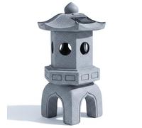 DAGLLGEW Pagoda Decorativa da Giardino Giapponese con Luce Solare - Statua da Esterno in Resina Realizzata a Mano per Giardino, Patio, Cortile, Statua Automatica della Pagoda a LED Bianco Caldo