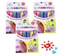 DAGLLGEW Penne per Popcorn 18 Pezzi / 3 Confezioni Penne gonfie magiche sicure per Arte 3D 6 Colori Disegno Popcorn a Bolle Fai da Te per Biglietti di Auguri di Compleanno per Bambini