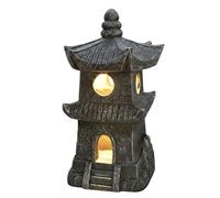 DAGLLGEW Statua da Giardino Pagoda - Decorazione da Giardino Zen per Esterni in Resina con accensione/spegnimento Automatico, Resistente all'Acqua per Patio, Cortile, Prato