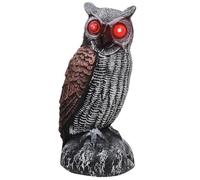 DAGLLGEW Statua di Gufo con Occhi Luminosi - Realistico Gufo da Giardino per spaventare Gli Uccelli, Decorazione Esterna Impermeabile per Patio, Esche da Giardino per spaventare Gli Uccelli