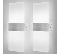 DAGORD 2 pezzi Lampada da Parete LED Moderna Applique LED da Parete Interno Luce Fredda 6500K 12W Applique da Parete LED in Acrilico Lampada LED da Muro Interno Su e Giù per Soggiorno Corridoio Scala