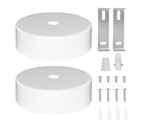 DAGORD 2 Pezzi Rosone Lampadario Soffitto Bianco 80 x 25 mm in Metallo per Il Fissaggio Della Plafoniera