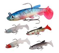 DAGORD 5 pezzi Kit Esche Artificiali Spinning Mare Esche Pesci di Gomma Spinning Esca da Pesca Bionica 8cm Esca Artificiale per Trota Tonni Orate Carpe Spigola Esche di Pesca per Acqua Dolce e Salata
