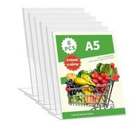 DAGORD 6 Pezzi Porta-Avvisi da Tavolo A5 a Forma di L Supporto per Espositore A5 in Plexiglass Trasparente Porta Menu A5 Porta Avvisi da Tavolo a Forma di L Espositore Da Tavolo Porta per Poster Foto