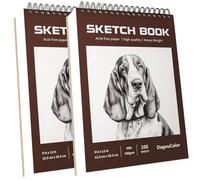 DagouColor 100 fogli Sketch Book Quaderno da Disegno Spiralato, Carta Senza Acidi, Album da Disegno, Album per Schizzi per Artisti, 100gsm, 22.9CMX30.5CM(Pack of 2)