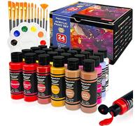 DagouColor 37 PCS Acrilici per Dipingere Art Set - 24 colori * 2oz / 60ml bottiglie di vernice artigianale, 12 pennelli, 1 tavolozza, forniture d'arte Regali per artisti Bambini principianti