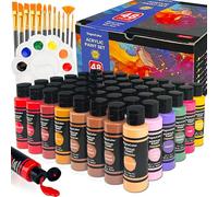 DagouColor 61 PCS Acrilici per dipingere Art Set - 48 colori * 2oz / 60ml bottiglie di vernice artigianale, 12 pennelli, 1 tavolozza, forniture d'arte Regali per artisti Bambini principianti