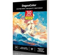 DagouColor Carta per Acquerello, A4, 1 Pack, 30 Fogli Carta da Disegno Libro, 300gsm Acido-Libero Pad per li Artisti Adulti Principianti