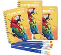 DagouColor Spirale Acquerello Carta Set, 3 Pack(Ogni libro 30 fogli), 5.5 "x8.5", 300gsm Artista Pittura Libro di Carta da Disegno Con 6 pennelli, Forniture D'arte per Adulti Bambini