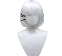 Dagua Parrucca Cosplay Anime The Detective is Already Dead Siesta Parrucca，White Short Bob Parrucca Cosplay，con Rete per Parrucca Gratuita，per Festa Carnevale Halloween Cosplay Parrucca