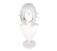 Dagua Parrucca Cosplay Genshin Impact Paimon Parrucca,Short Silver White Parrucca,con Rete per Parrucca Gratuita,Halloween Costume Cosplay,per Festa Carnevale Natale