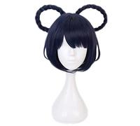 Dagua Parrucca Cosplay Genshin Impact Xiangling Parrucca,Dark Blue Short Parrucca,con Rete per Parrucca Gratuita,Halloween Costume Cosplay,per Festa Carnevale Natale