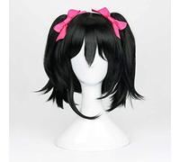 Dagua Parrucca Cosplay Love Live! Nico Yazawa Parrucca,Short Black Parrucca,con Rete per Parrucca Gratuita,Halloween Costume Cosplay,per Festa Carnevale Natale