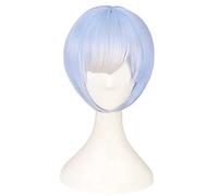 Dagua Parrucca Cosplay Re Zero Starting Life in Another World REM Parrucca,Short Blue Parrucca,con Rete per Parrucca Gratuita,Halloween Costume Cosplay,per Festa Carnevale Natale