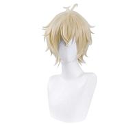 Dagua Parrucca Cosplay Seraph of The End Mikaela Hyakuya Parrucca,Short Light Gold Parrucca,con Rete per Parrucca Gratuita,Halloween Costume Cosplay,per Festa Carnevale Natale