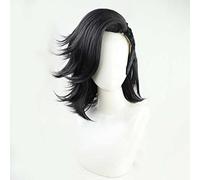 Dagua Parrucca Cosplay Tokyo Revengers Hajime Kokonoi Parrucca,Short Wavy Black Parrucca,con Rete per Parrucca Gratuita,Halloween Costume Cosplay,per Festa Carnevale Natale(Size:Style 1)
