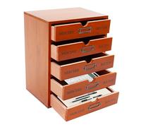 DAHAD Organizer per Scrivania, Organizer da Scrivania per Casa e Ufficio con 5 Cassetti, Scatola di Archiviazione in Legno Vintage, Comodino in Legno per Ufficio, Studio, Camera da Letto, Toeletta, 25