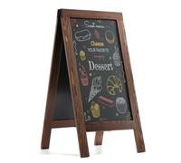 DAHAPYBOO Sandwich Board 101,6 x 50,8 cm, legno di pino massiccio, marrone rustico, con cornice a lavagna, cartello per sandwich per esterni e lavagna cavalletto per menu.