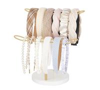 Dahey Supporto per fascia in metallo, a 2 livelli, espositore per capelli, organizer per capelli, accessori per bracciali, camera da letto, università, dormitorio, per ragazze e donne, oro