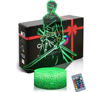 DAHEYMA Lampada 3D a forma di tre spade, 16 colori, con telecomando, dimmerabile, luce notturna, manga, anime, pirata, cacciatore, Roronoa, idea regalo, decorazione unica per la stanza