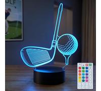 DAHEYMA Luce notturna da golf, regalo per uomini, ragazzi e ragazze, lampada illusione 3D con 16 colori che cambiano, telecomando e timer, fantastica decorazione da scrivania per golfisti, ideale per