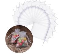 DAHI 100 pezzi Sacchetti in organza 7x9cm Bianco Trasparente Sacchetti Portaconfetti per Bomboniere Comunione Matrimonio Compleanno Gioielli Bustina Natale Regalo