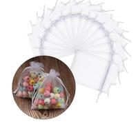 DAHI 100 pezzi Sacchetti in organza 9x12cm Bianco Trasparente Sacchetti Portaconfetti per Bomboniere Comunione Matrimonio Compleanno Gioielli Bustina Natale Regalo