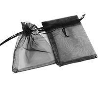 DAHI 100 pezzi Sacchetti in organza nero 9x12cm Sacchetto regalo in organza, Sacchetti Bustina Organza per Bomboniere Comunione Matrimonio Compleanno Gioielli Bustina Natale Regalo